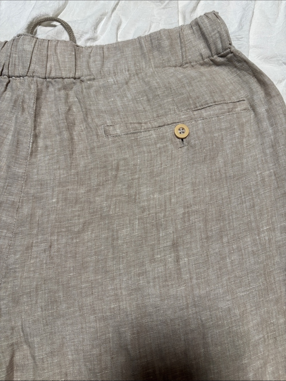 Quince Men's Linen Drawstring Pants - Taupe Beige - Picture 8 of 11